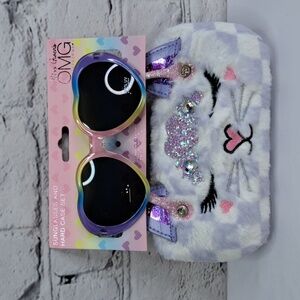 MISS GWEN'S 'OMG' HEART SUNGLASSES & FUZZY HARD CARRING CASE 'BOUGIE KITTY'
